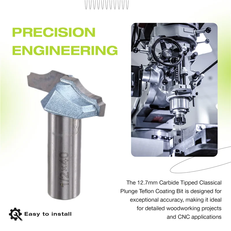 ABJN-CNC 목공 도구: 클래식 플런지 디자인 1/2X40을 갖춘 12.7Mm 카바이드 팁 밀링 커터
