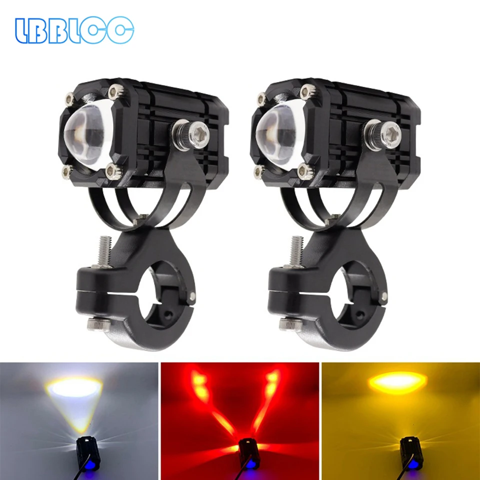 

2pcs Mini Motorcycle LED Explorers Headlight Projector Lens LED Moto Fog Lamp Auxiliary Motorcycle Strobe Headlight Spotlights