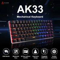 Ajazz AK33 Gaming Mechanical Keyboard 82 Keys Ergonomic Compact Computer Wireless Keyboard for Windows PC Laptop Gamers