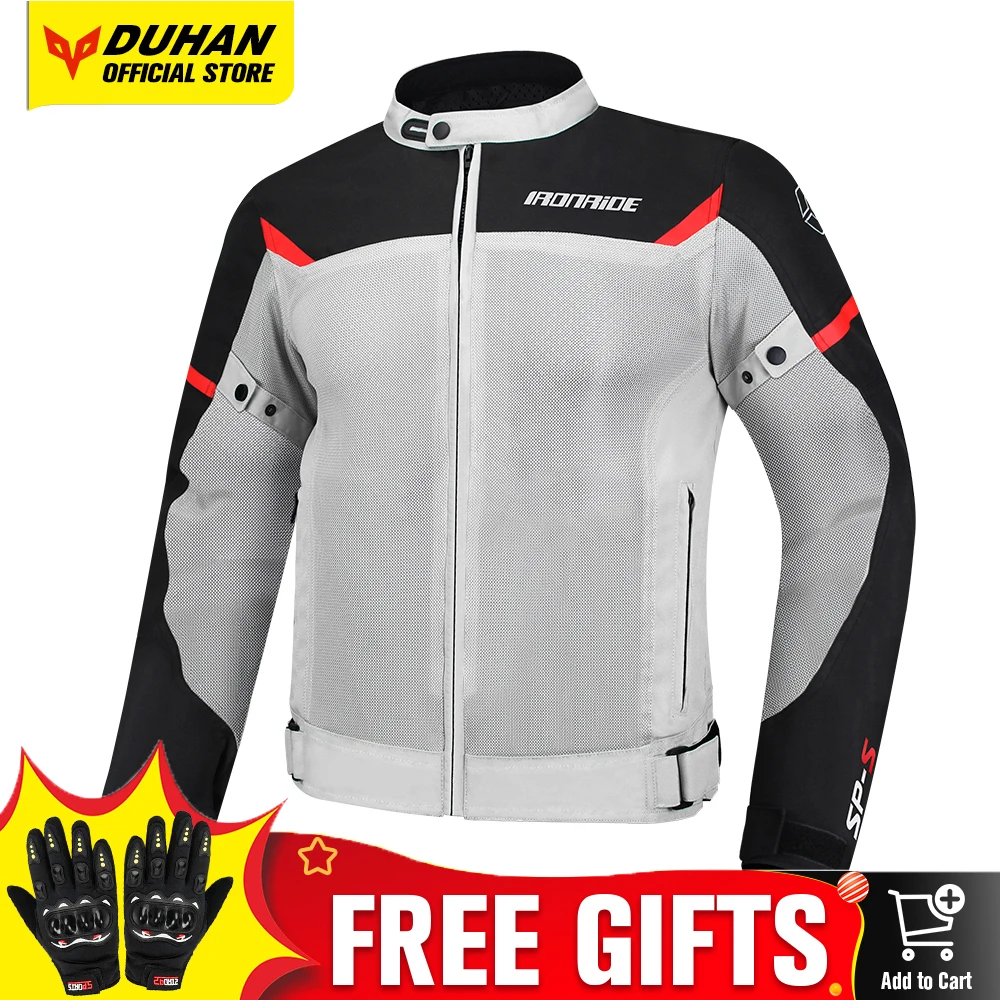 

DUHAN Summer Motorcycle Jacket Reflective With Pockets Motocross Jacket CE Protective Equipment Moto Chaqueta Sending Gloves