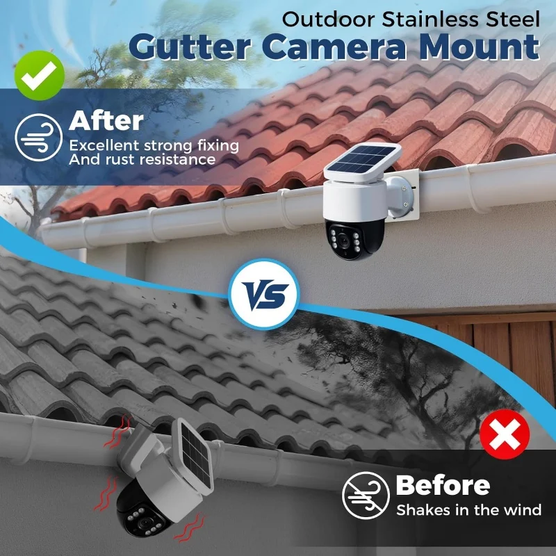 New Outdoor Stainless Steel Gutter Camera Mount with Rust-Proof Screws for IP Dome/Bullet/PTZ Security Cameras,No Drill Bracket