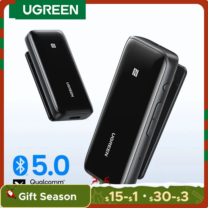 UGREEN 블루투스 5.0 USB DAC 3.5mm 무선 오디오 헤드폰 앰프, NFC aptX aptX HD QCC3034 블루투스