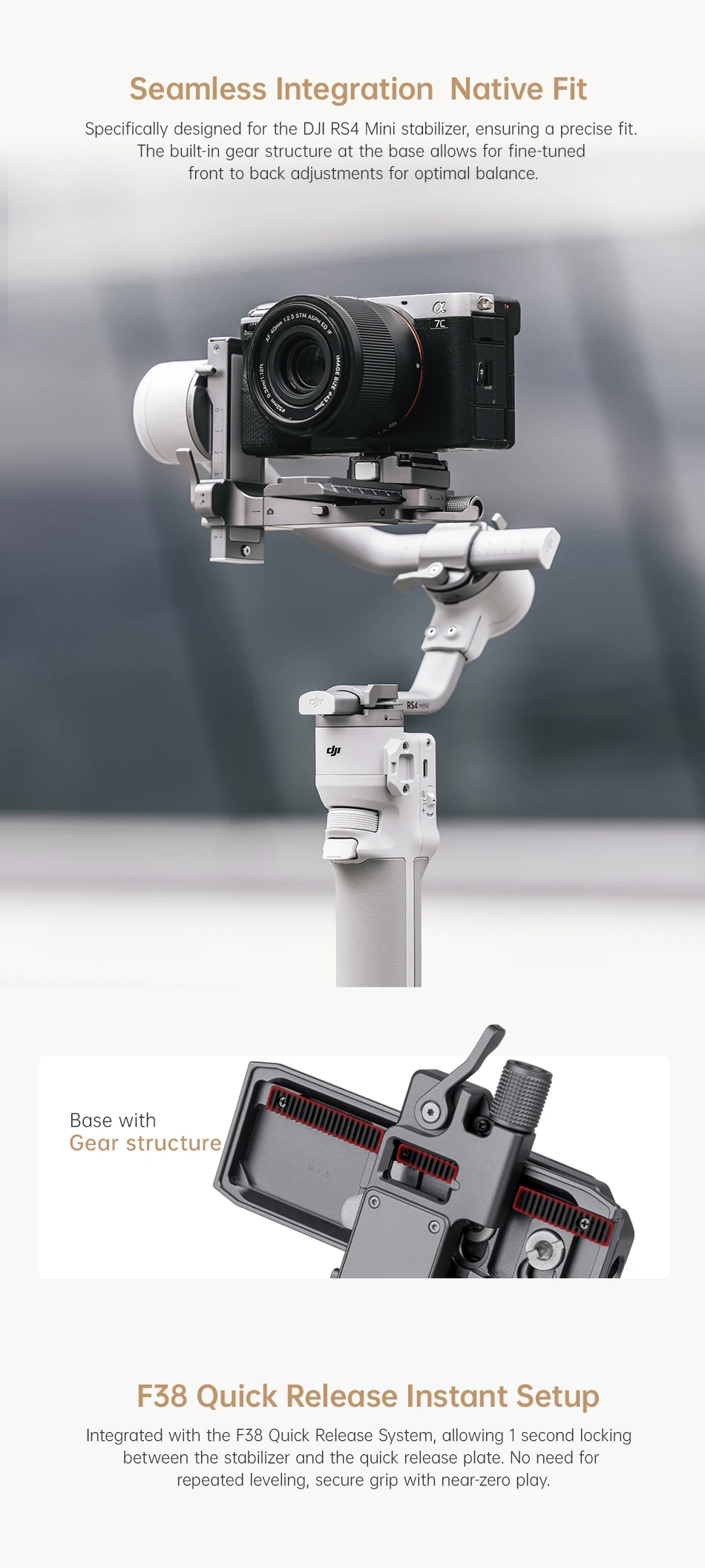 FALCAM F38 Schnellwechsel-Kit für DJI RS4 Mini-Stabilisator mit Anti-Mistouch-Modus, dreistufige Positionierungssteckplätze – Detail 2