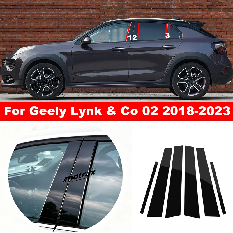 Car Anti-scratch Black Window Trim Covers B C Pillars Center Column Accessories for Geely Lynk & Co 02 2018-2023
