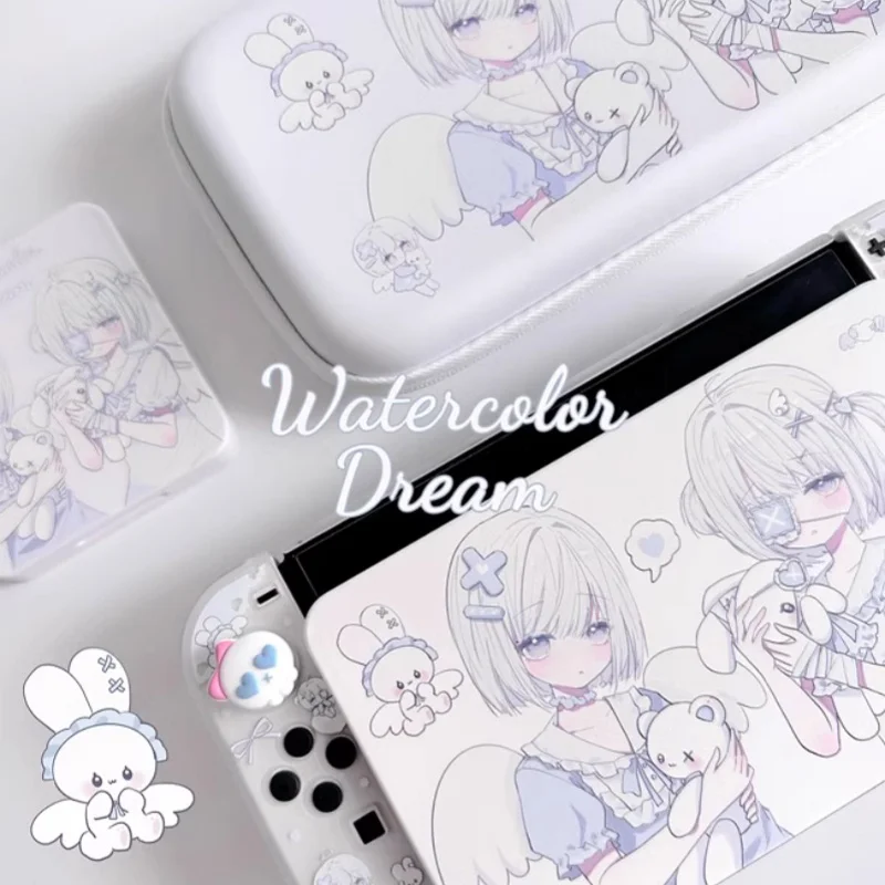 Kelulu Original Switch Anime Protective Shell Water Color Dream Oled Ns Protective Shell Hard Shell Mine Series Girl Periphery