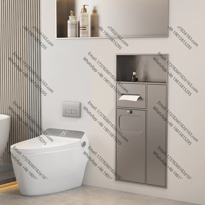

Concealed embedded stainless steel niche four-in-one living room bathroom bath room toilet baffle trash can integrated