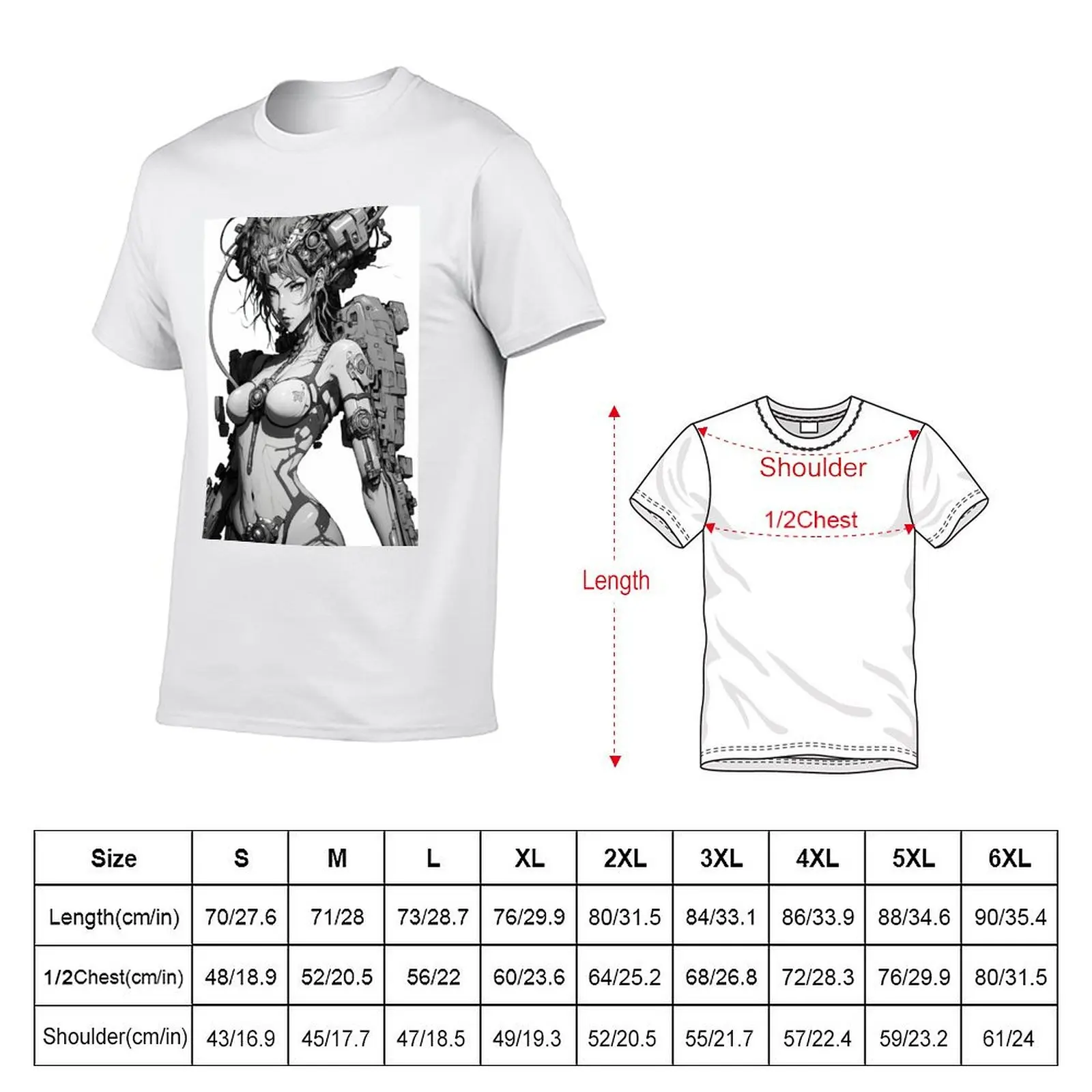 Anime Cyborg Woman (grayscale) T-Shirt Essential Solid Color T-Shirt