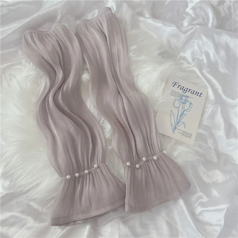 الدانتيل الحرير الجليد الأكمام قفازات شفافة لؤلؤة الصيف واقية من الشمس الأكمام تنفس المضادة للأشعة فوق البنفسجية القيادة أكمام أذرع تبريد الصيف