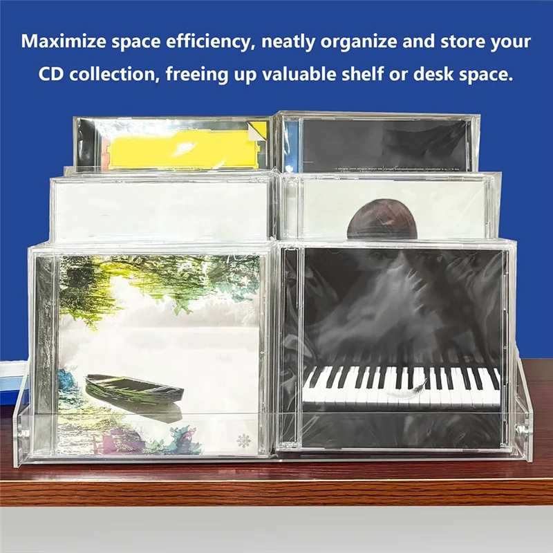 AT51-3 Tier Clear Acrylic CD Holder Cascading CD Storage Rack