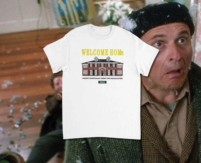

Home Alone Men Cotton T-shirt McCallister House Christmas Home Alone Cult Movie Gift Christmas Shirt Geek Gift Idea 1990s Tops