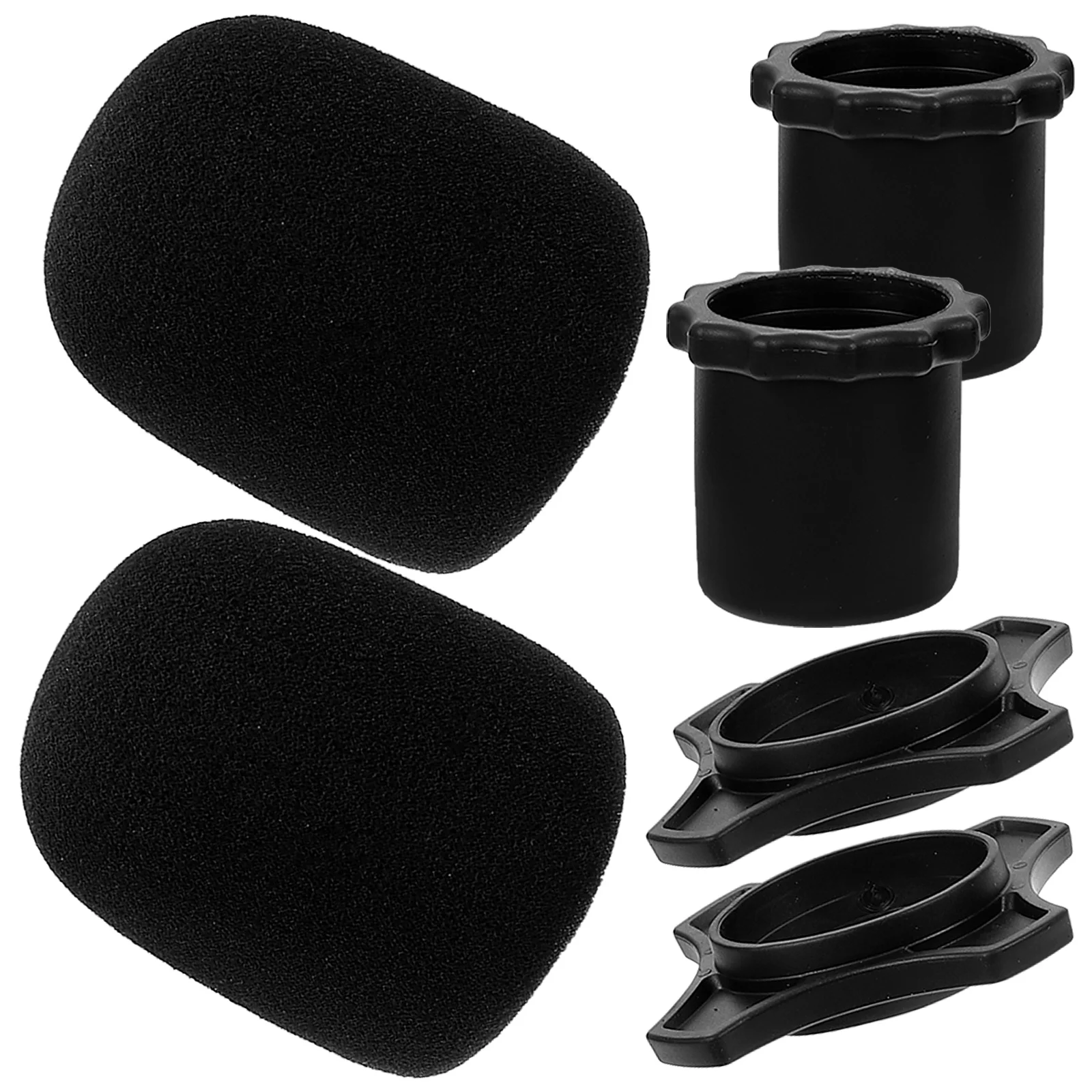 

Microphone Cover Sponge Protective Outdoor and Indoor Anti-fall Thickened Ktv Pop-proof (black Three-piece Set) 6pcs Covers