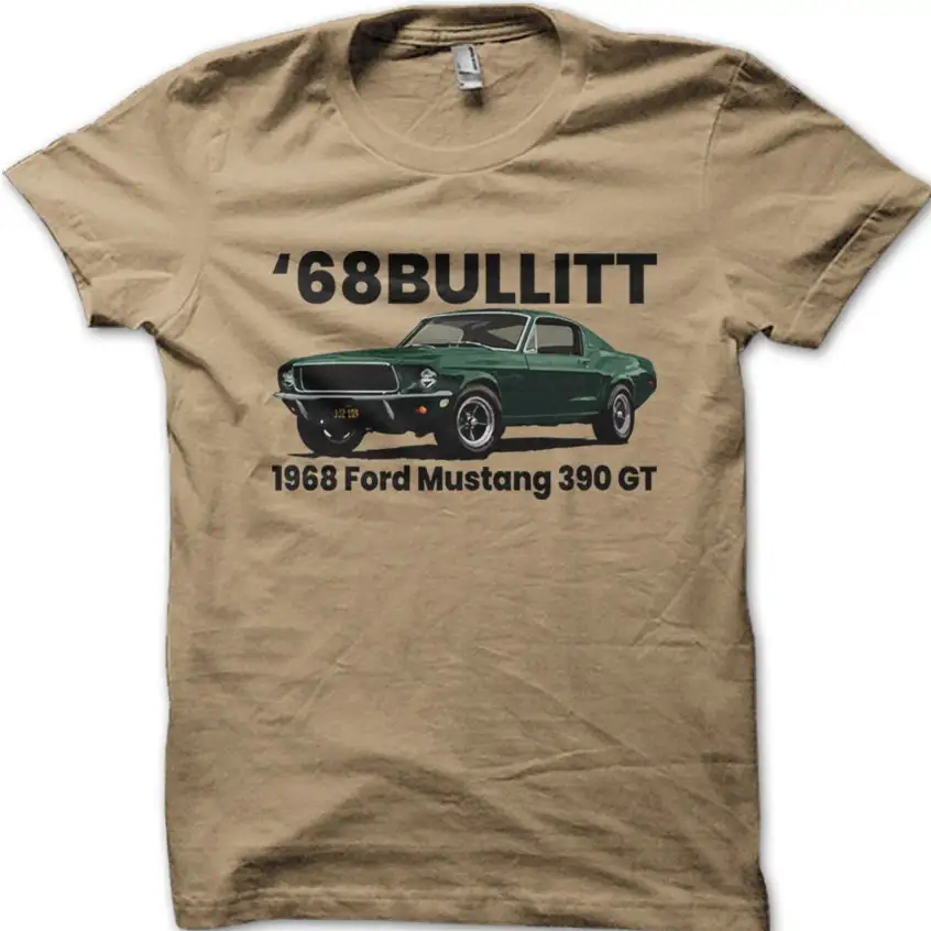 68 Bullitt Mustang 390 GT retro cotton t shirt 9036