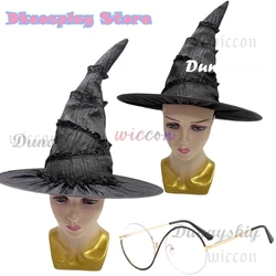 Fantasy Wicked Elphaba Cosplay Glasses Witch Hat Disguise Costume Accessories for Women Roleplay Halloween Carnival Props Gifts