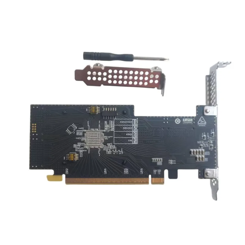 PLX Expansion Card PLx8749 with 4 SFF8654 X8 Interfaces, Supporting 8 NVMe Hard Drives