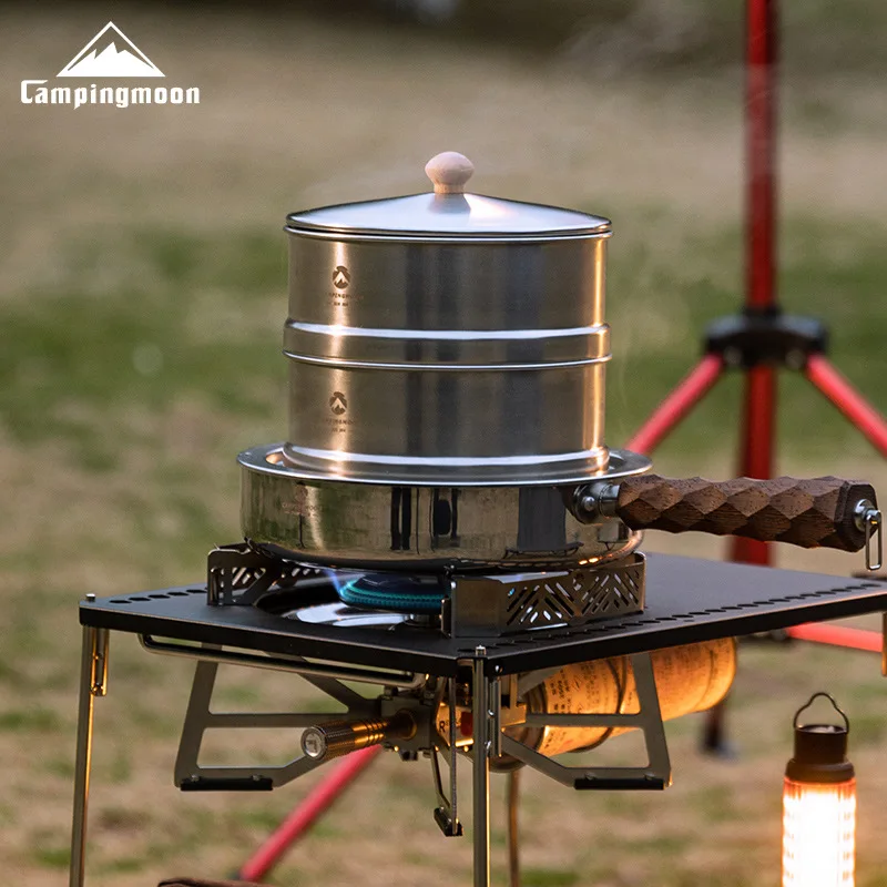 

Campingmoon S363 Пароварка Набор для приготовления пищи 15 см Двухслойная крышка основания пароварки Набор аксессуаров для приготовления пищи