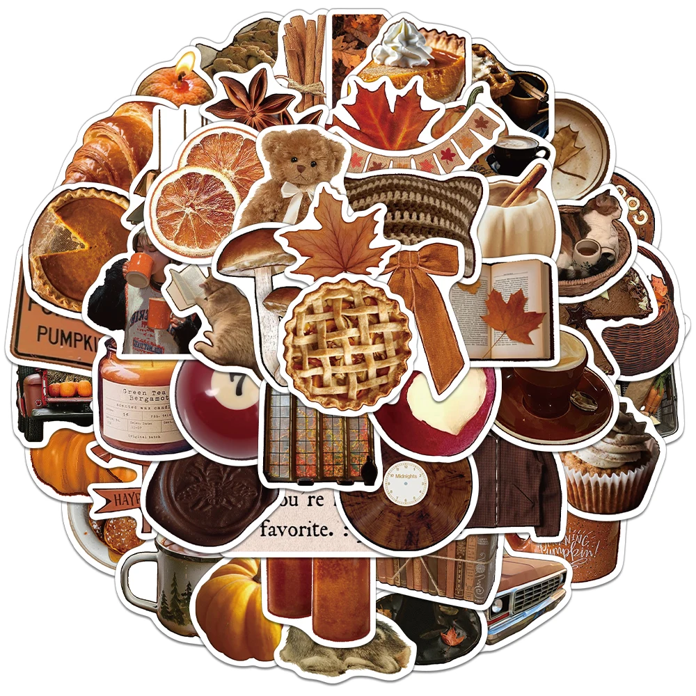 53枚のクリエイティブな秋のインスタイルステッカー、文房具、コンピューター、冷蔵庫、電話ケース、美的で個性的なステッカー