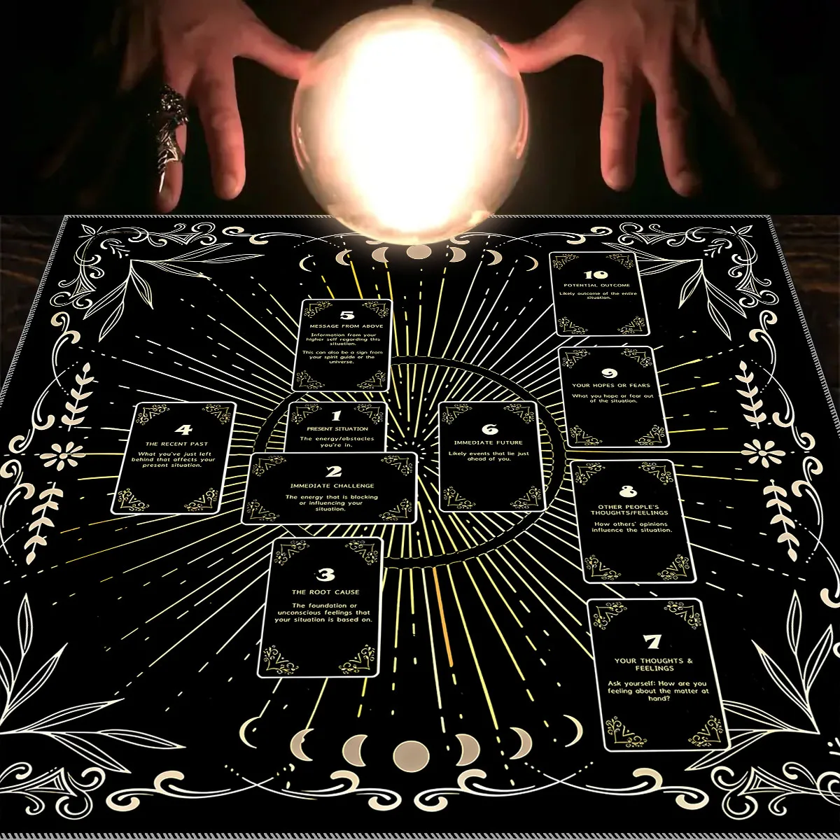 1 Stück Tarot-Tischdecke, keltisches Kreuz-Tarot-Tischdecke für Wahrsagereien, geheimnisvolle Tischdecke zur Altardekoration – Detail 12