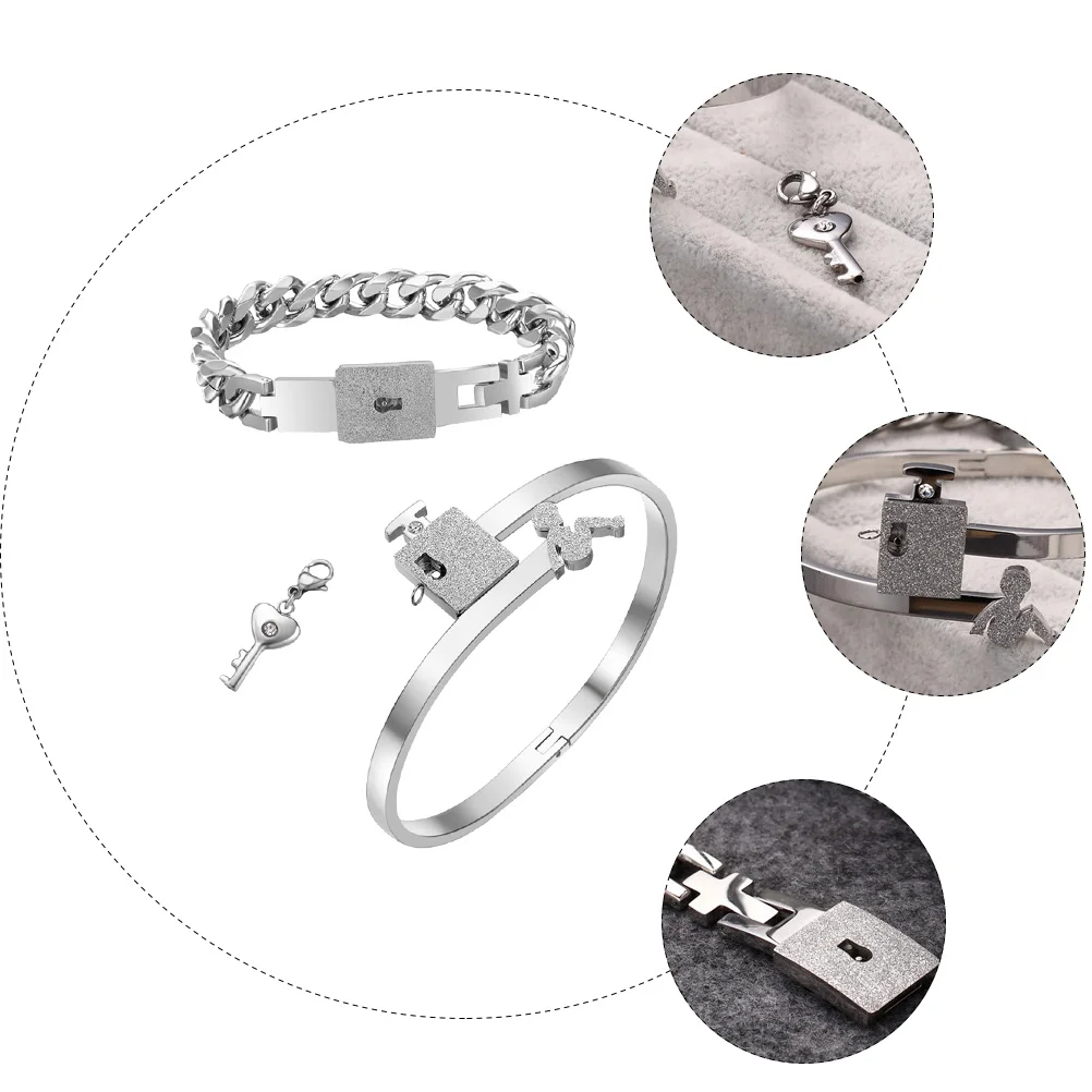 

1Pair Titanium Steel Couple Bracelets Exquisite Design Fade Resistant Daily Wear Chic Hand Chains For Boyfriend