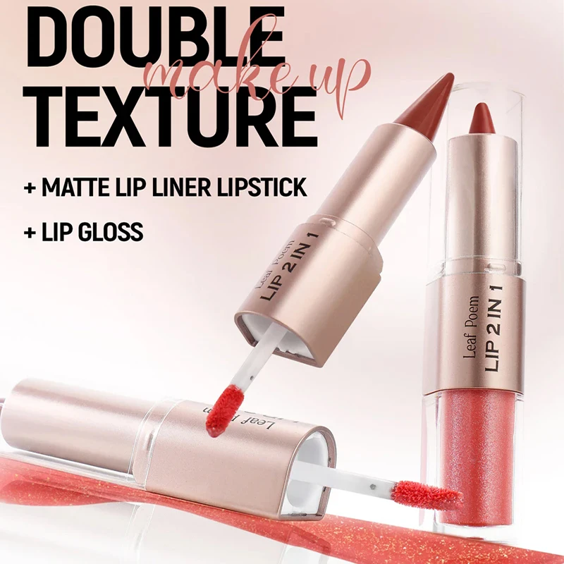 Schwarzbrauner konischer Lipliner Konturenstift Doppelkopf-Spiegel-Plumping-Lipgloss Kristall-Lipgloss Sexy Rote Lippen Tint Make-up