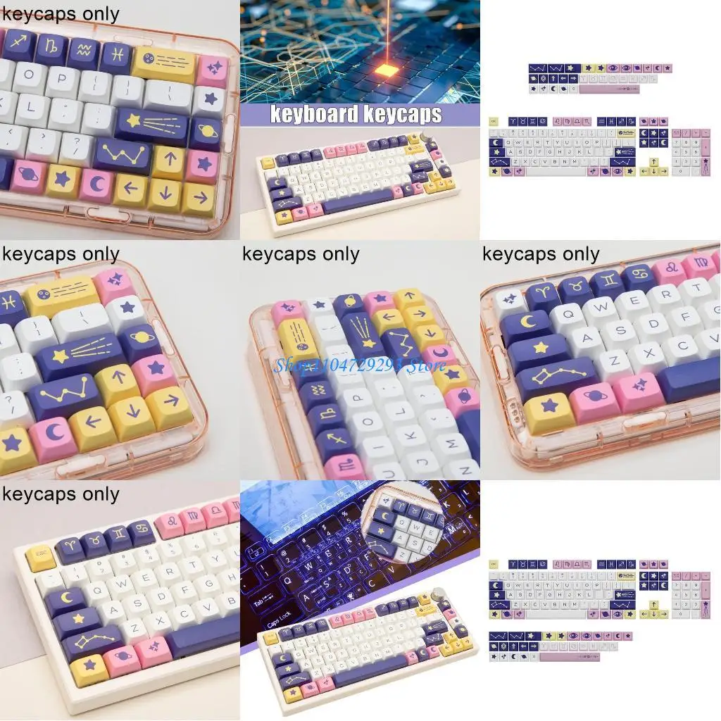 Y2GD 134 Keys Keycaps Oil-Proof PBT Heat Sublimation Keycap for 61 96 98 104 108