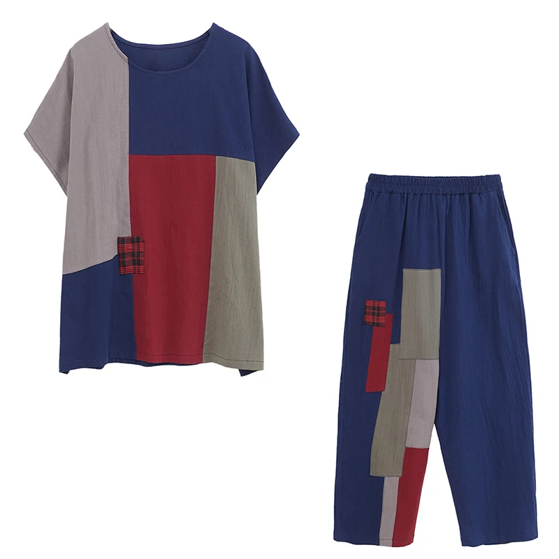 Slimming Effectiven Cotton Linen Patchwork Loose Fit Women's Faion Set Summer New Sle Ethnic Retro Individuali - Image 2