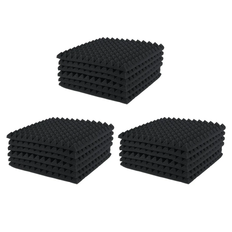 18 Pcs Acoustic Panels Foam Board Studio Sound-Absorbing Firewall Wedge Tiles Helps Reduce Echo And Unnecessary Noise