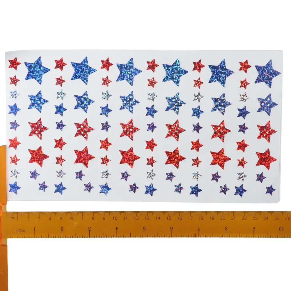 

10 Sheets, 900PCS Star-Shaped Laser Laser Stickers Self-adhesive Red White Blue Star Stickers Foil Stickers Party