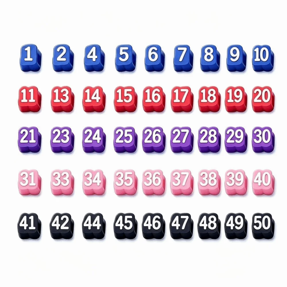 50pcs Soft Pencil Tracking Markers Silicone Cute Numbered Pencil Toppers Reusable Reusable Pencil Labels Stationery Organizing