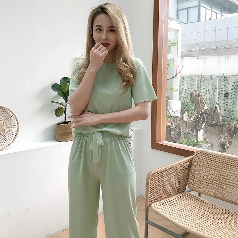 Vestiti per la casa femminili 2 pezzi Set Lady Home Suit Summer Women Lounge Wear Autunno Allentato Homewear Suit per le donne Pigiama Pantaloni Set