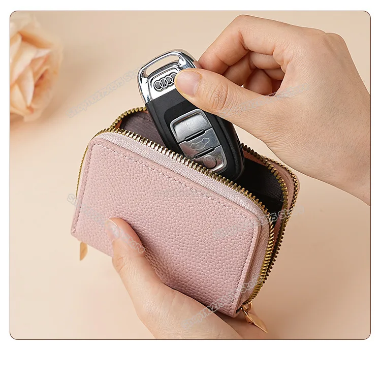 Kawaii Miffys Rabbit Short Wallet for Women Pu Leather Zipper Wallet Cartoon Bunny Girl ID Card Holder Cute Coin Purse Key Pouch view 3