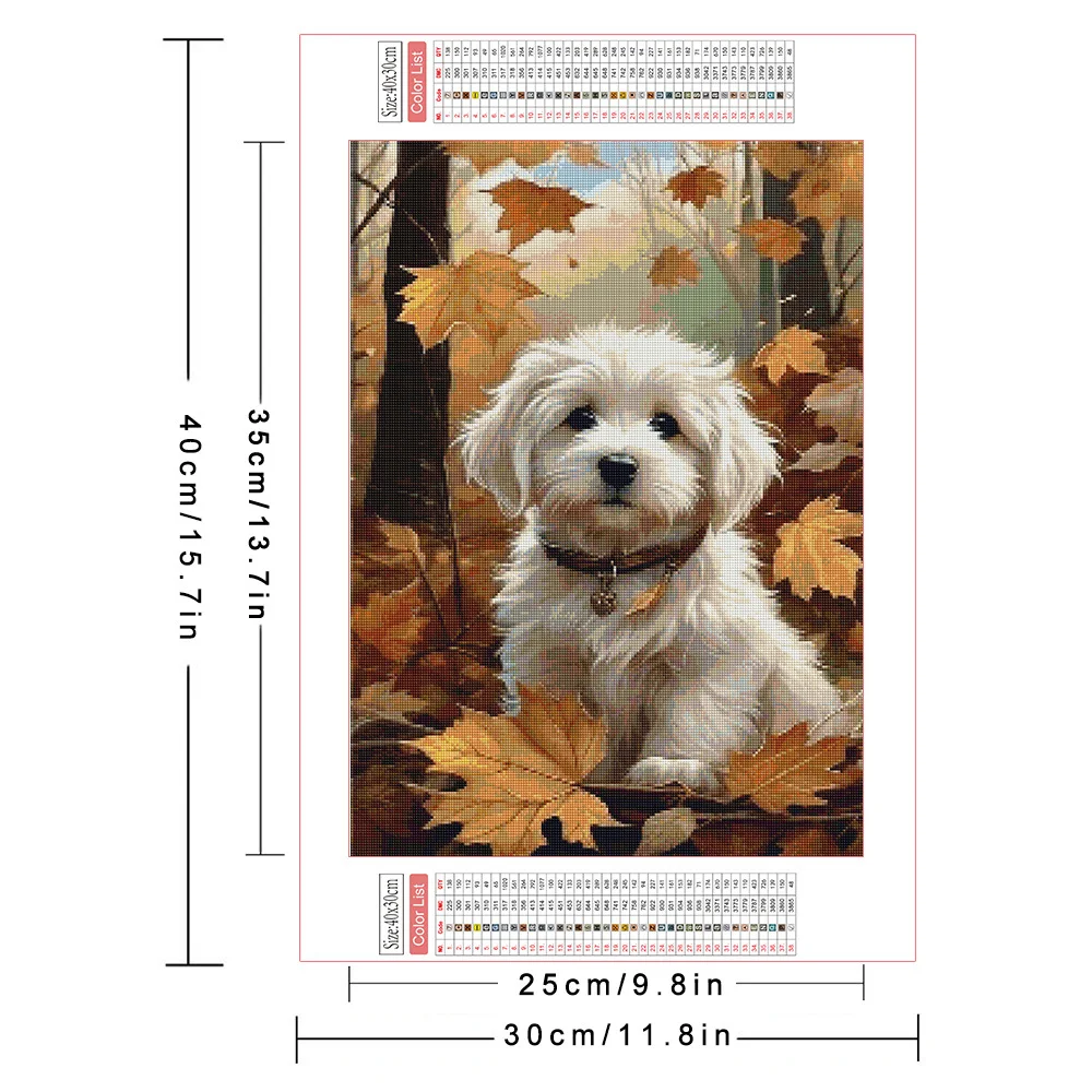 AZQSD Diamond Embroidery Kit Dog Animal Gift Picture Of Rhinestones Painting Autumn Leaf 30x40cm Cross Stitch Gift Home Decor