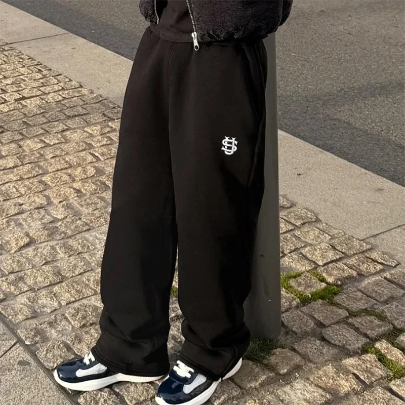 High Street Y2K Hosen Herren Freizeithosen Hoodie-Sets Streetwear Gerade Sweathosen Lockerer Bestickter Hoodie Paar Trendiger Anzug – Detail 37