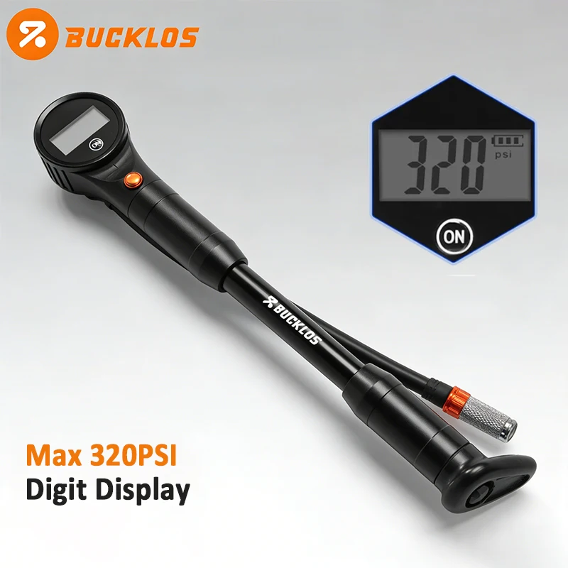 

BUCKLOS 320PSI Bicycle Air Pump Portable Ultralight Hand Pump with Gauge Schrader Presta MTB Road Cycling Bike Tire Inflator