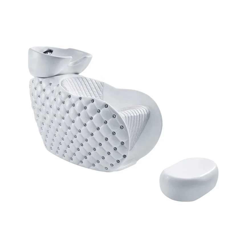 White Beauty Hair Salon Shampoo Chair Simple Design Modern Hair Washing Massage Chair Shampoo Bed