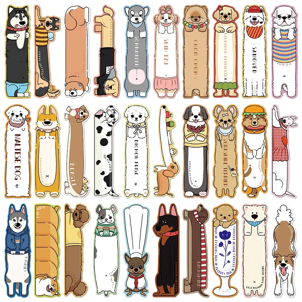 30Pcs/Set Cartoon Kawaii Dog Theme Bookmark Reading Books Page Marking Paper Annotation Cards Student Stationery Supplies Gifts