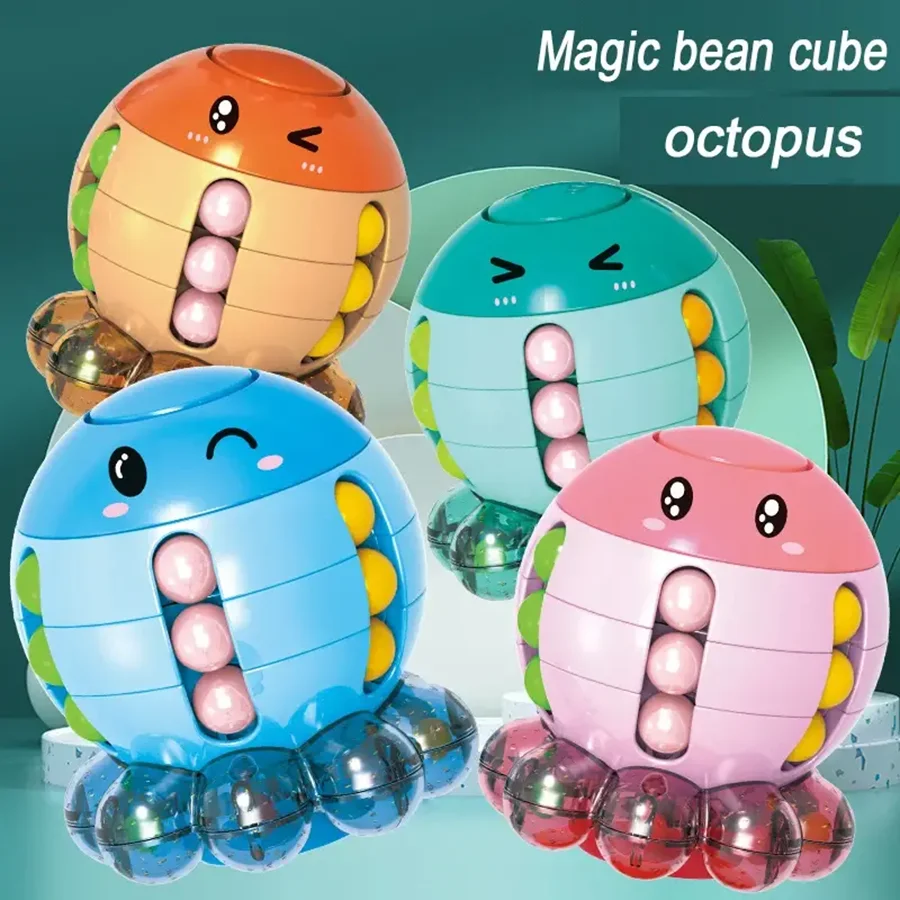 Octopus Rotating Magical Bean Cube Fingertip Toy Children Puzzle Creative Interactive Game Fidget Spinners Stress Relief Toys