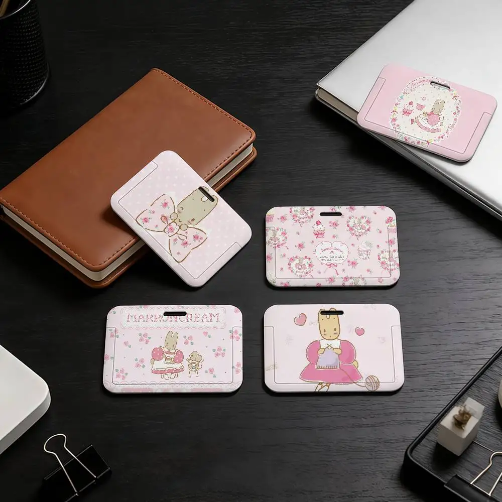 

M-Marron Cute C-Cream Чехол для карт с ремешком на шею, держатель для пропуска сотрудника, чехол для рабочего пропуска