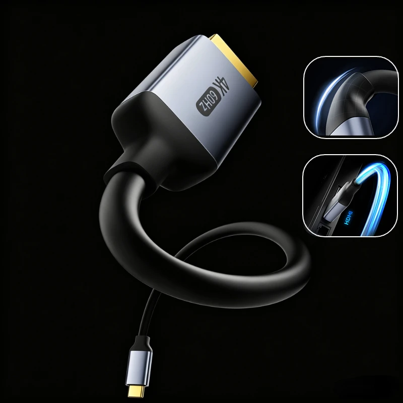Type C to HDMI-Compatible HDTV Cable 4K@30Hz 4K60Hz USB C to HDMI Cable for Air iPad TV Converter MacBook USB-C HDMI Adapter