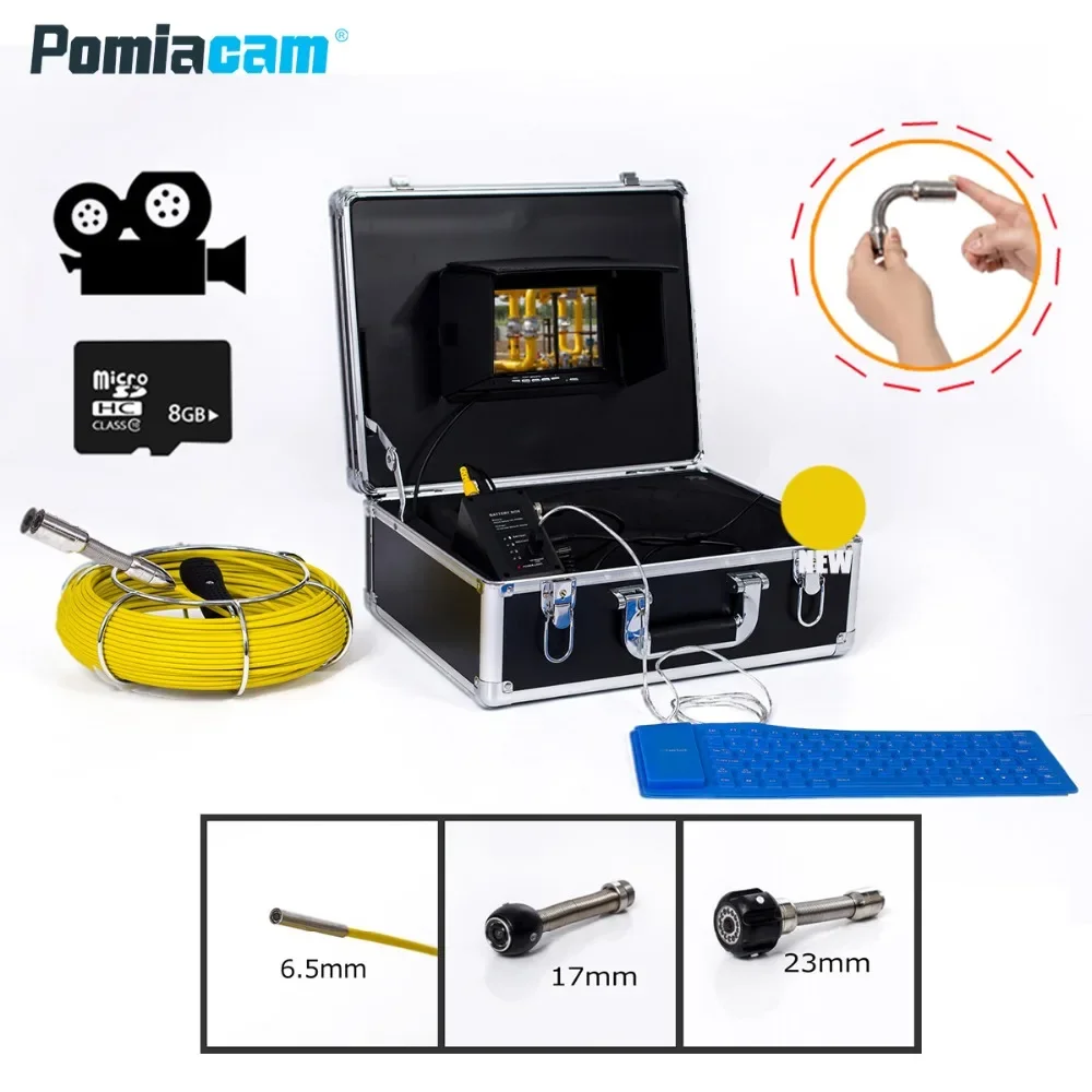 

WP71 50M Cable Sewer Drain Pipe Inspection Camera System 7''LCD Video Snake Pipeline Endoscope Borescope Underwater camera