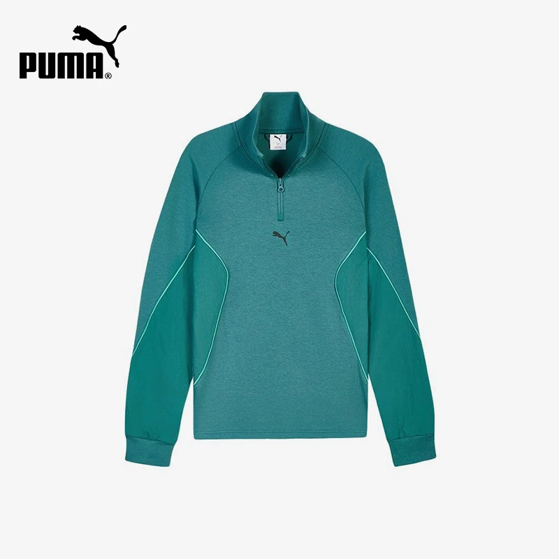 Puma genuine knitted pullover long sleeved sweatshirt, new men's green standing collar sweatshirt 694201-41
