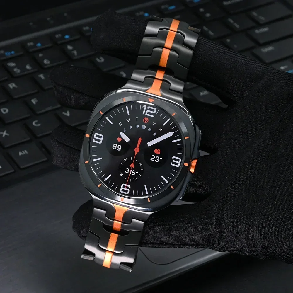 삼성 갤럭시 울트라 7 47mm용 비즈니스 티타늄 밴드, 삼성 갤럭시 울트라 47mm용 메탈 스트랩, 고급 남성용 팔찌 액세서리