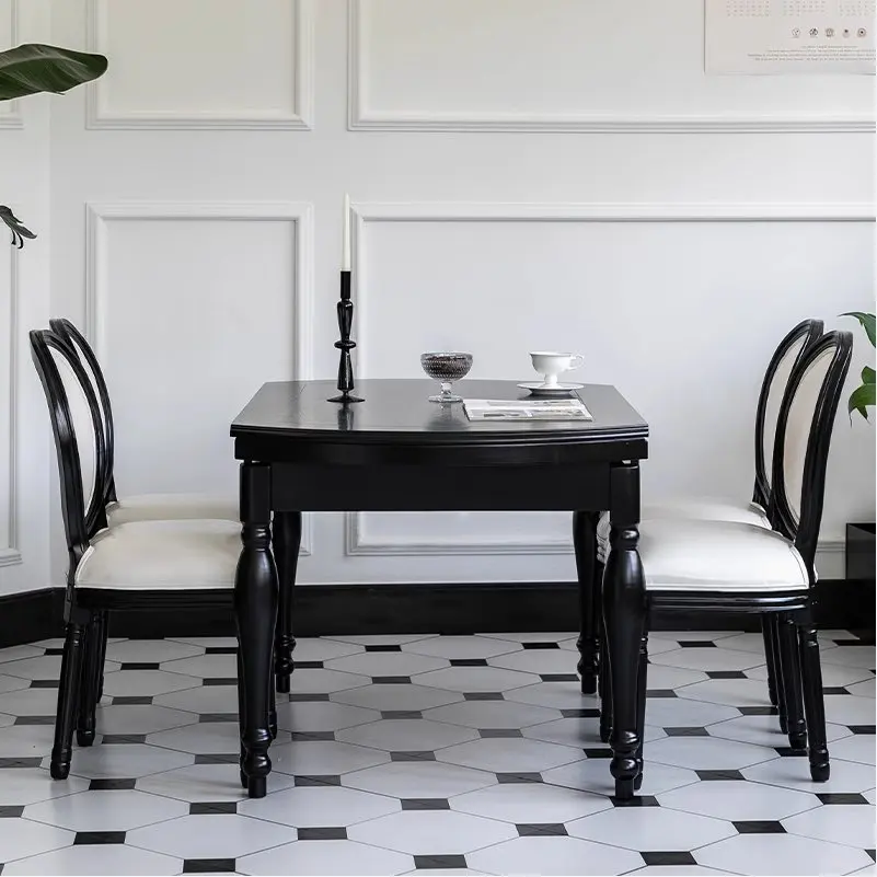 Medieval style dining chair American European style solid wood retro chair cafe chair black homestay
