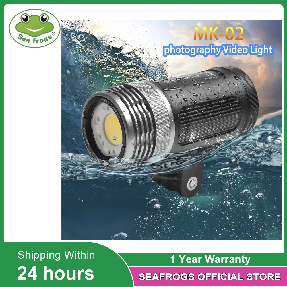 Seafrogs 6000lumens 100m Waterproof Depth Diving Torch With Optical Fiber Cable Underwater Flashlight