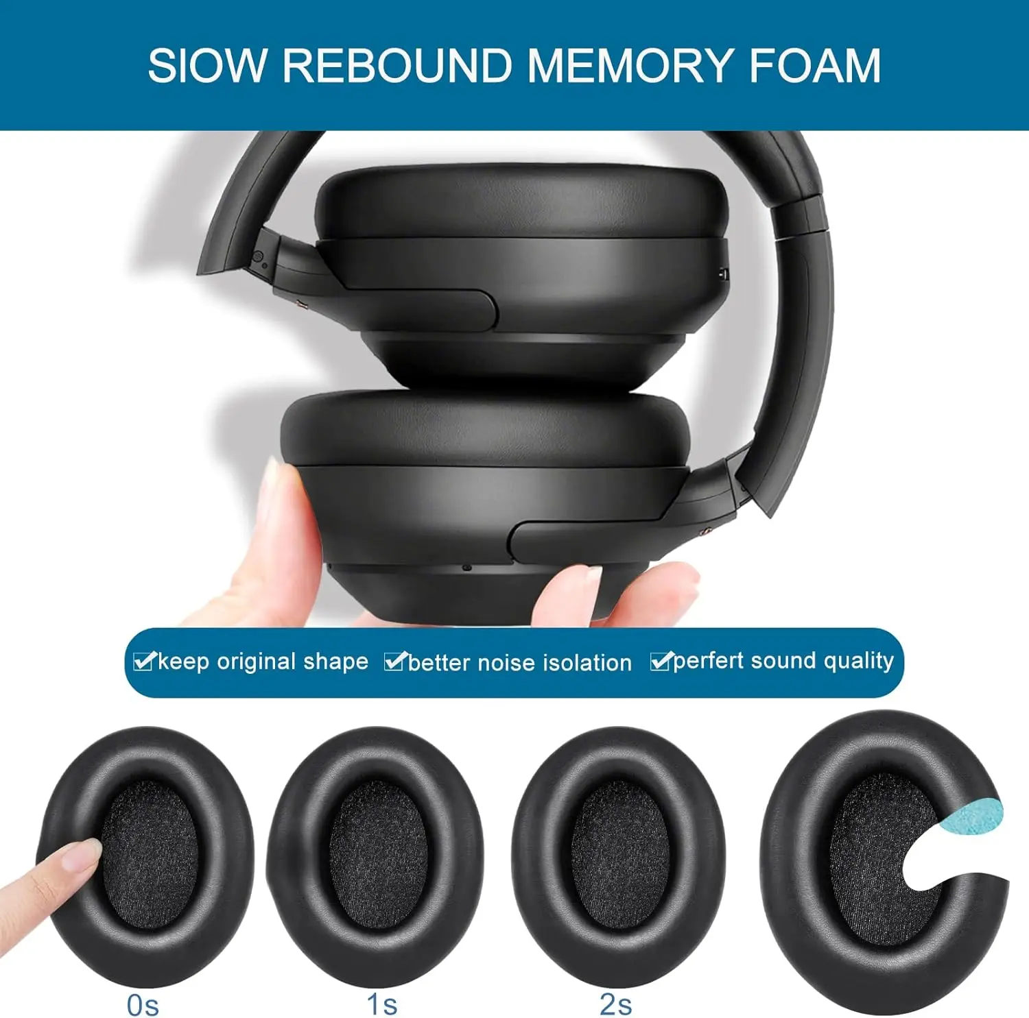 Almohadillas Extra gruesas para auriculares Sony WH1000XM4, almohadillas para los oídos sony 1000xm4, cojines suaves de cuero PU, almohadilla de espuma viscoelástica con aislamiento de ruido
