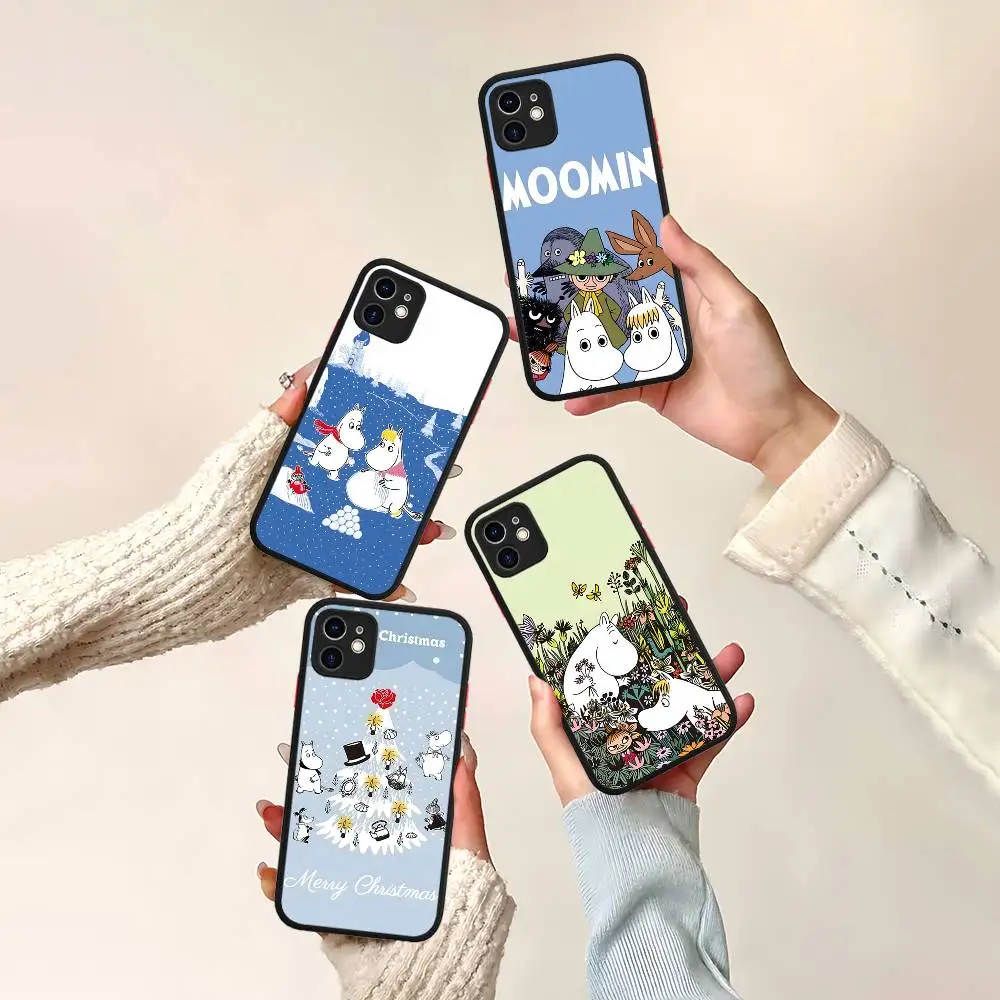 

Anime M-Moomins For IPhone 16 15 14 Plus 13 12 11 Pro Max X XS MAX Translucent Matte Shockproof Cover