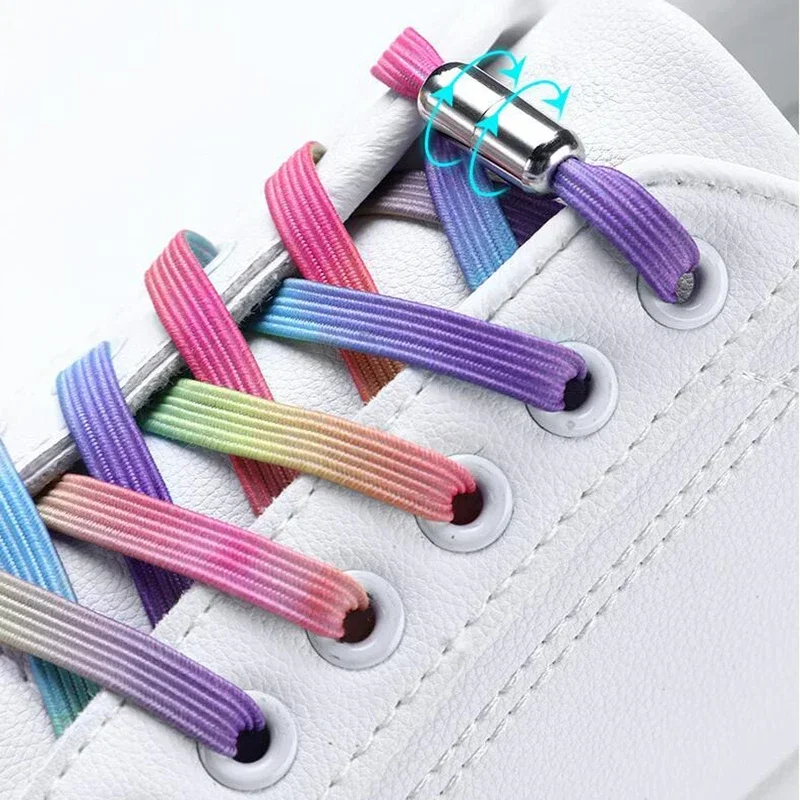 New Elastic Locking ShoeLace Metal Lock Shoe Laces Fashion Women No Tie Shoes Lace Kids Adult Unisex Sneakers Laces Strings