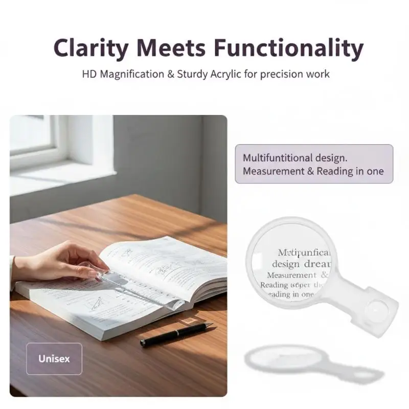 2Pcs Portable Bar Magnifier Narrow Guide-line In Center Magnifier Ruler Handheld Acrylic Magnifying Glass 6