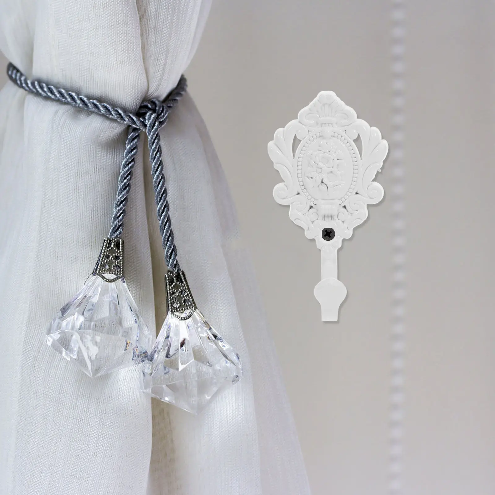 2Pcs Zinc Alloy Curtain Holdbacks Classical European Style Wall Mounted Tieback Hooks for Drapery Living Room Bedroom Wedding