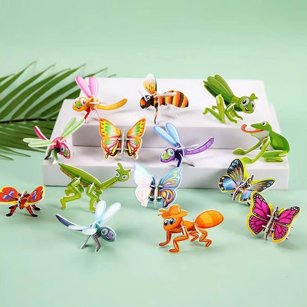 25Pcs Exquisite 3D Insect Jigsaw Toys Early Education Puzzle Blocks Handmade Funny Puzzle Cards