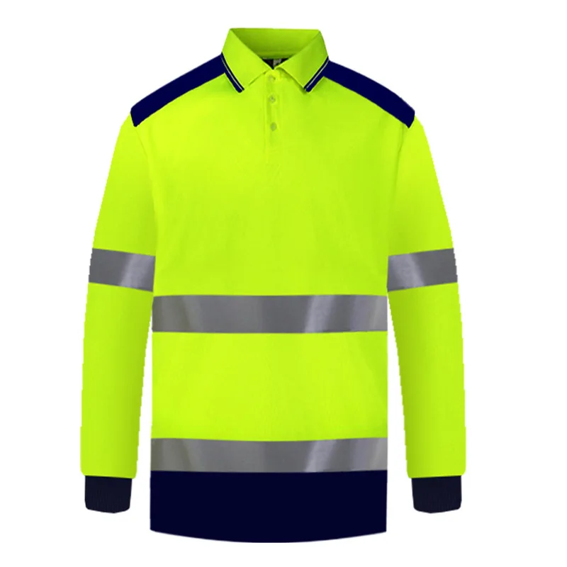 Safety Polo Shirts High Visibility Reflective Shirts Long Sleeve Construction Work Shirts for Men